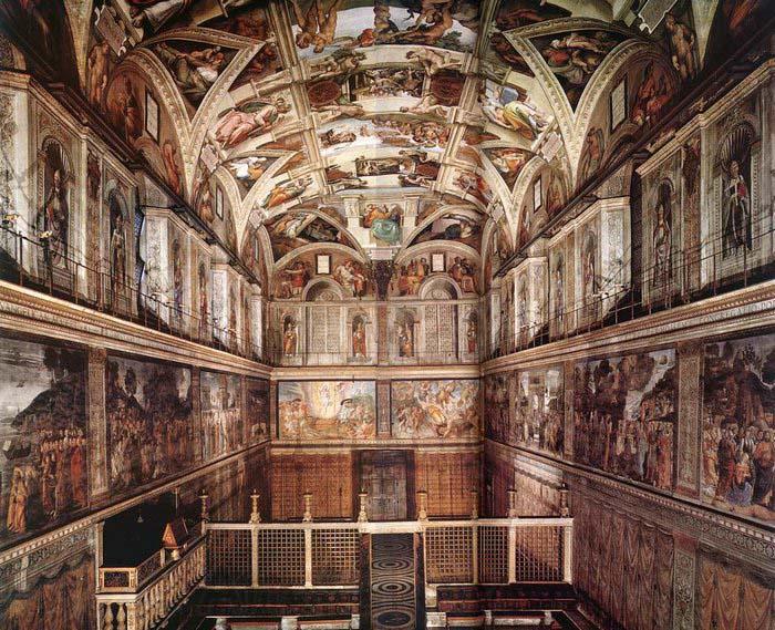 Michelangelo Buonarroti Interior of the Sistine Chapel Spain oil painting art